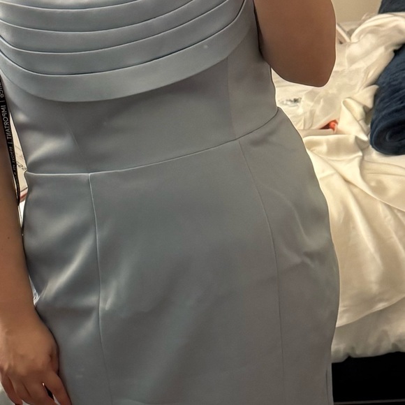 NEW Lavish Alice Freya Bonded Satin Cowl Neck Dusty Blue Maxi Dress Size XXL 14 - Picture 4 of 6